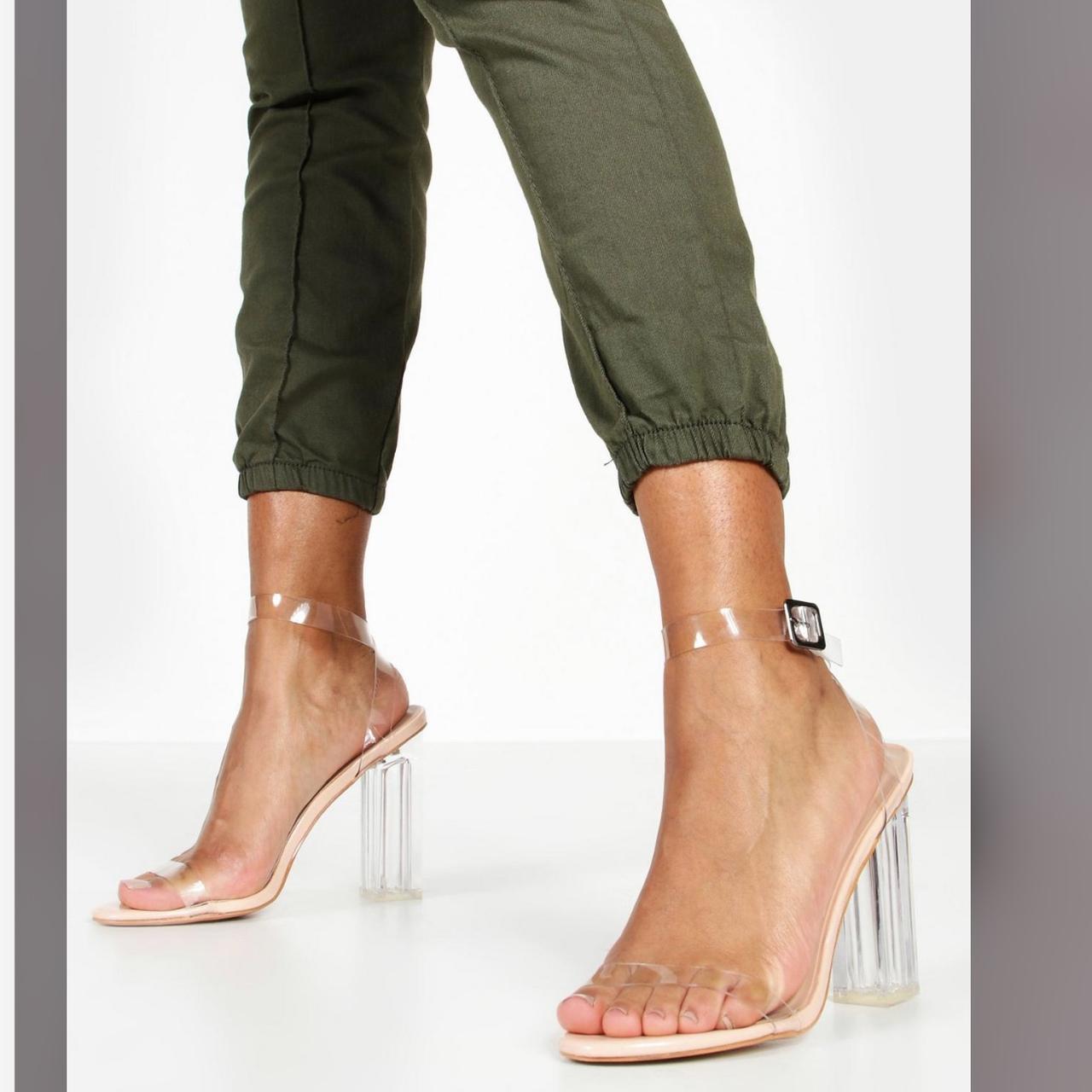 Boohoo clear heels, really comfy don’t fit... Depop