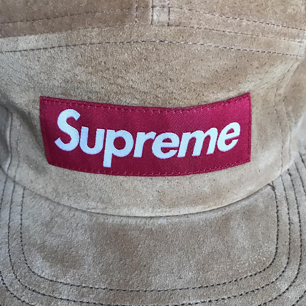 Supreme Olive Leather Camp Cap - Depop