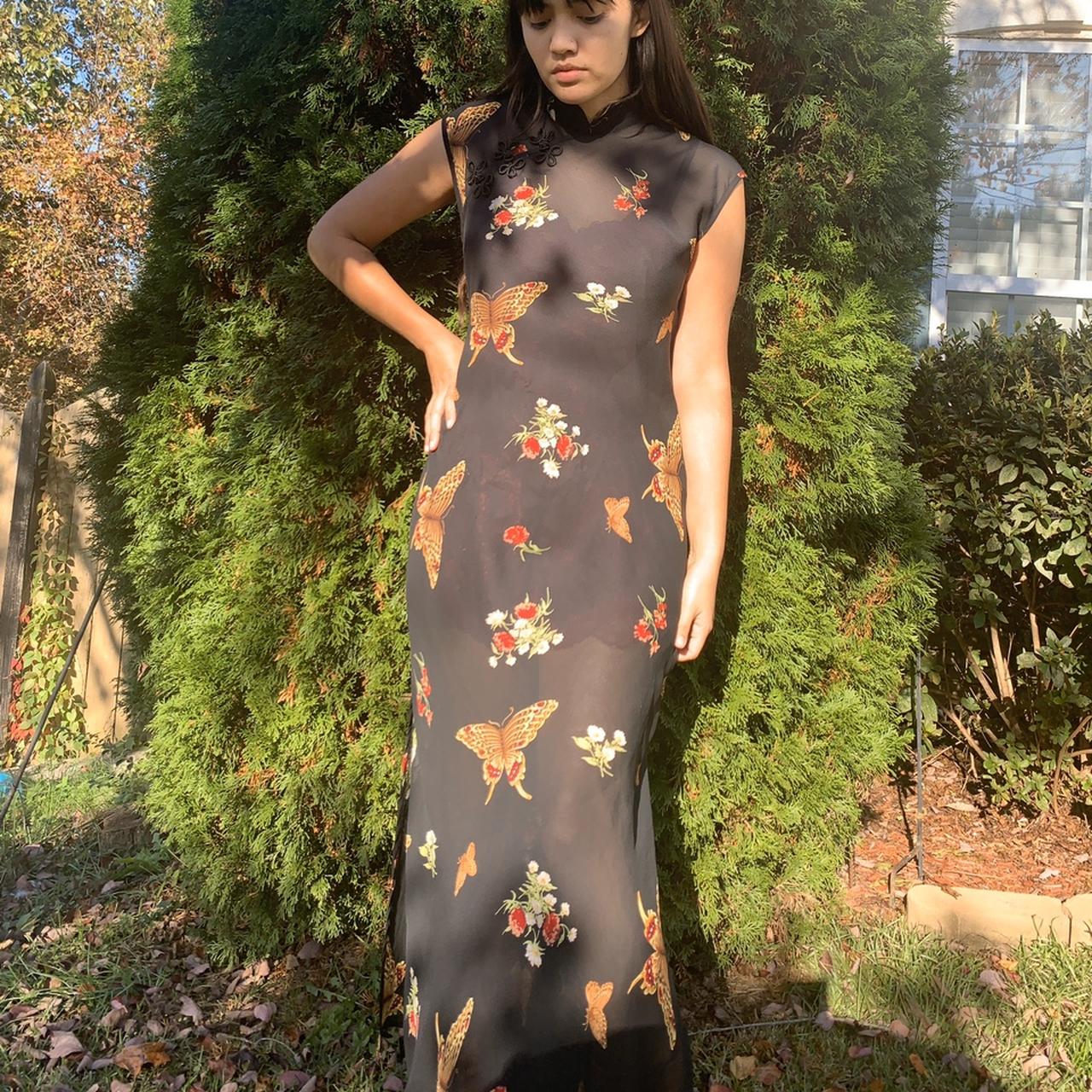 Vintage sheer Jessica Howard dress with leg slit.... Depop