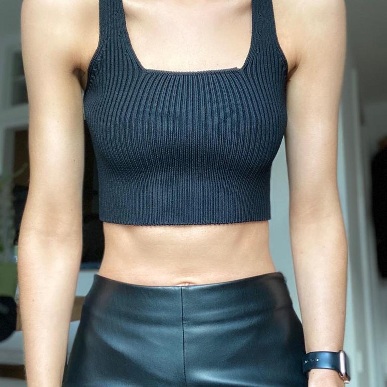 zara black knit crop top