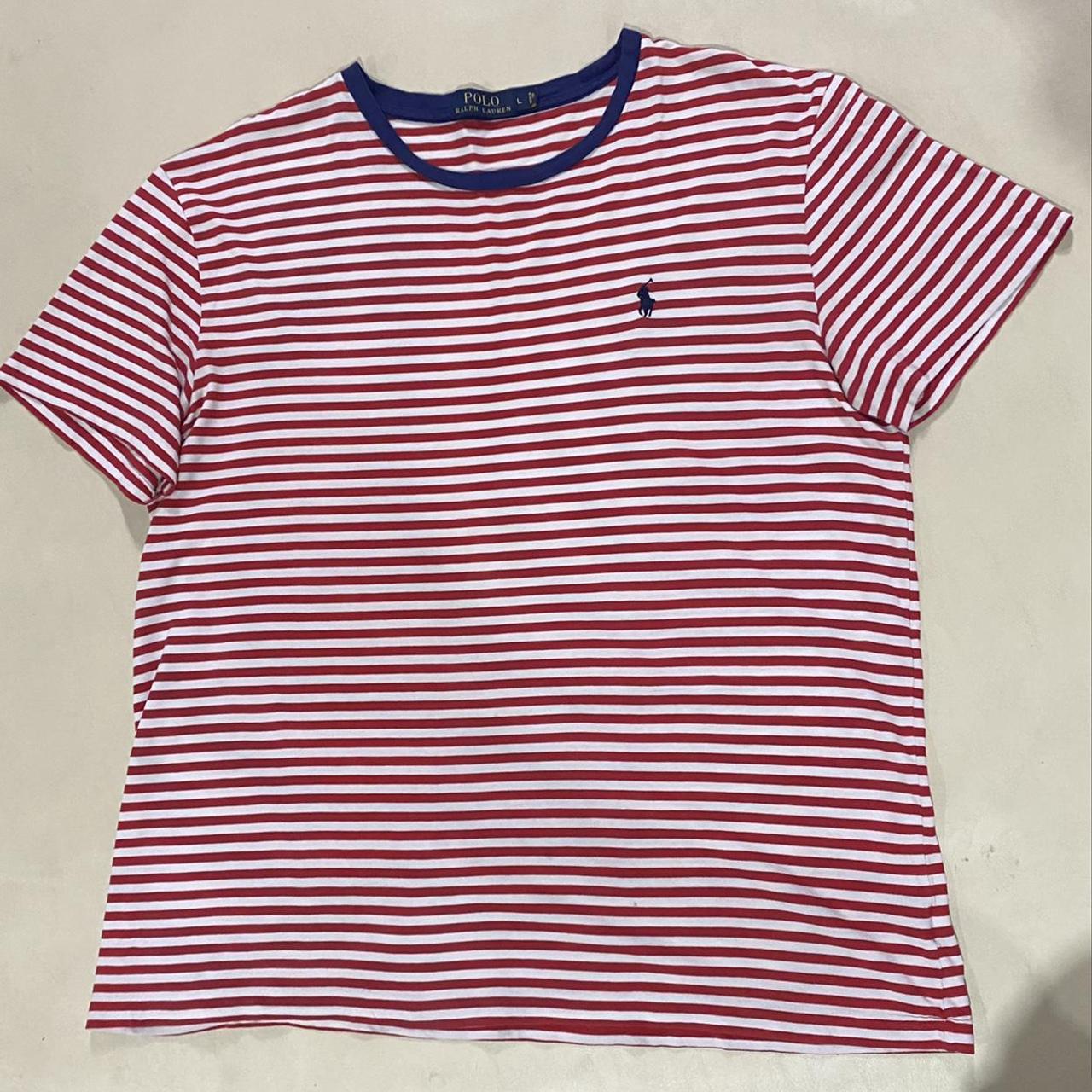 Ralph Lauren Men's Red and White T-shirt | Depop