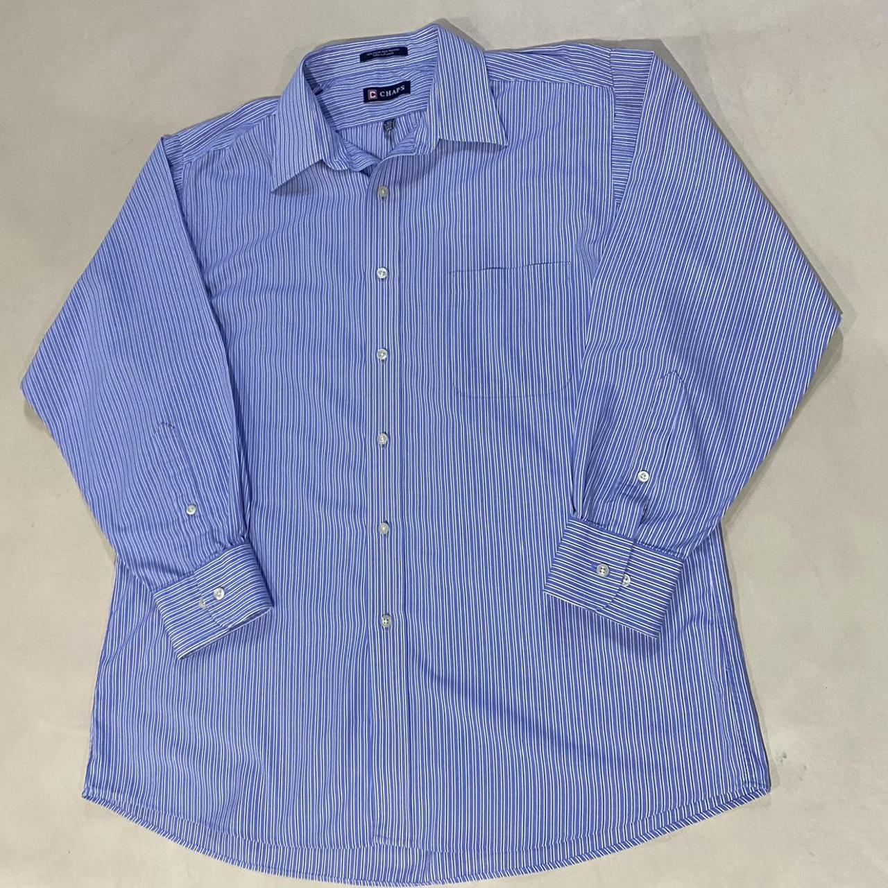 Chaps Men's Blue and White Shirt | Depop