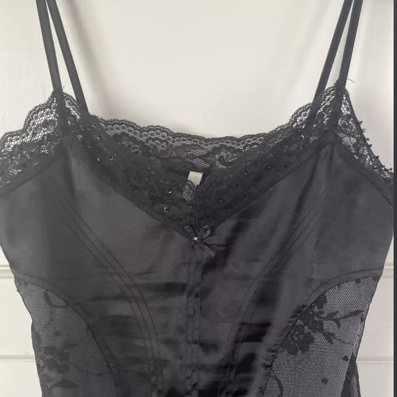 Y2k Vintage River Island Cami Black Lace Corset Look Depop