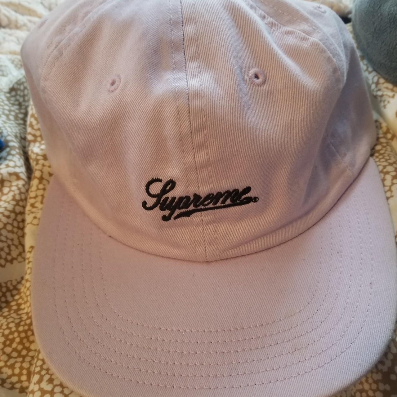 Supreme script 5 panel hat with cursive logo... - Depop