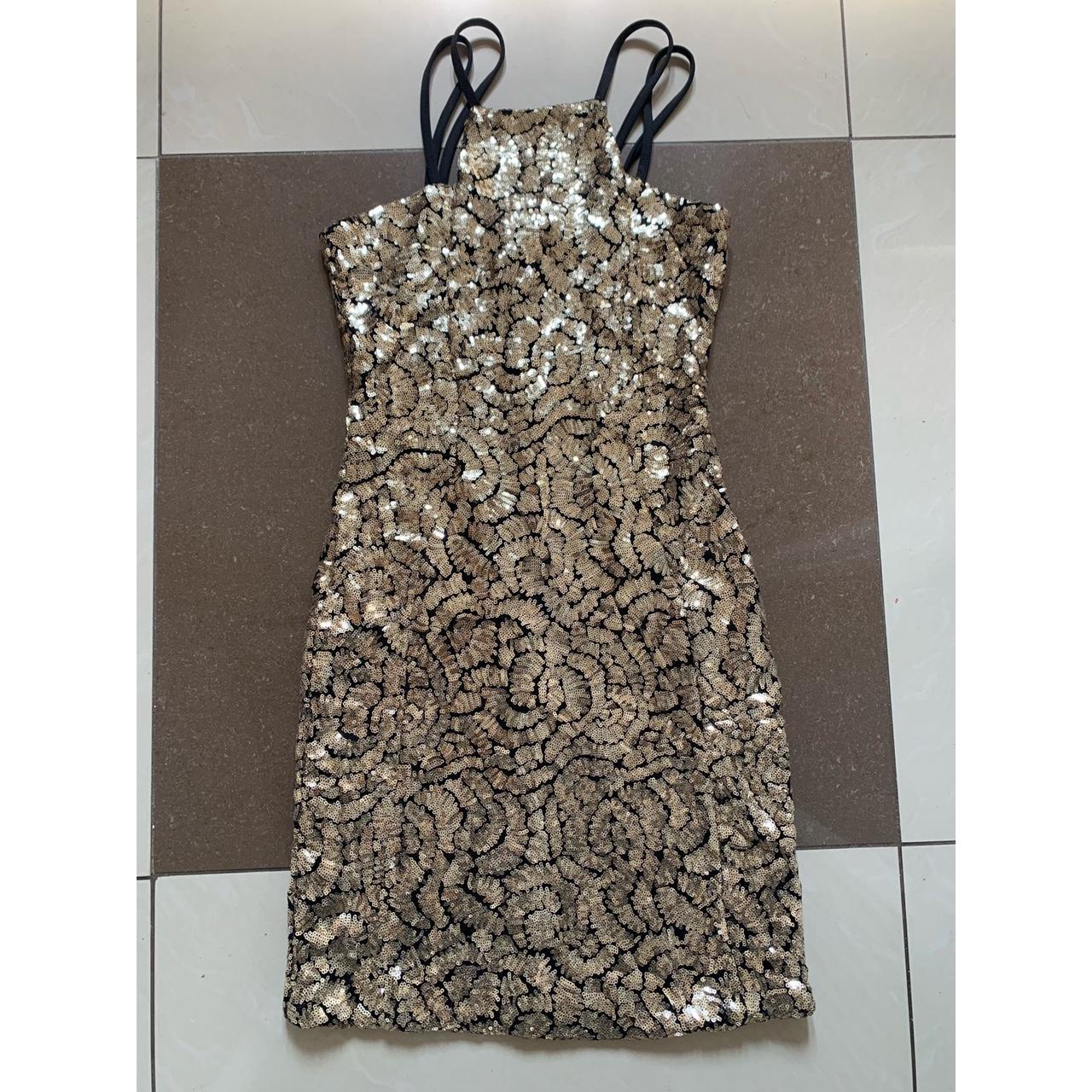 Gold sequin mini party dress Never worn brand new - Depop