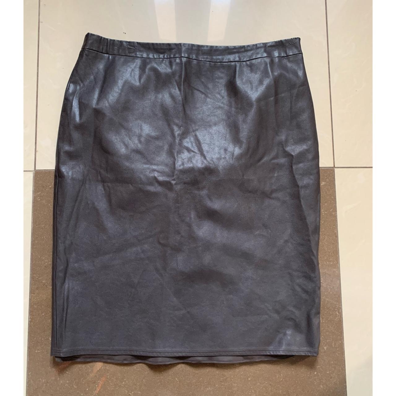 Marks and Spencer Brown faux leather skirt Has a... - Depop