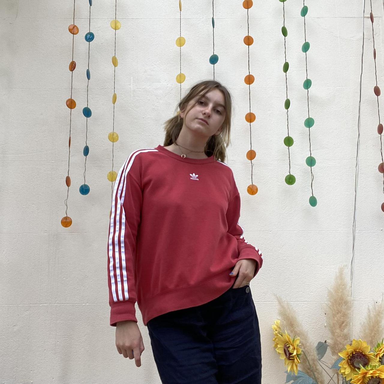 Adidas Women's Red Sweatshirt Depop