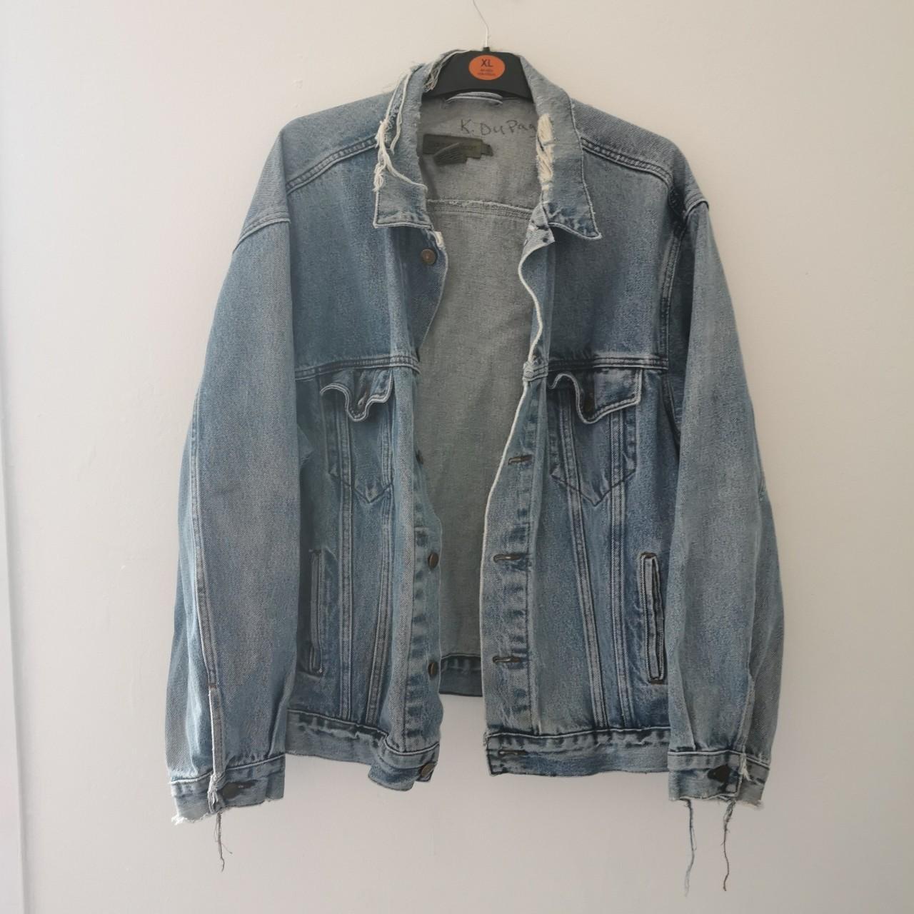 Clear usage. This jean jacket is frayed on the... - Depop