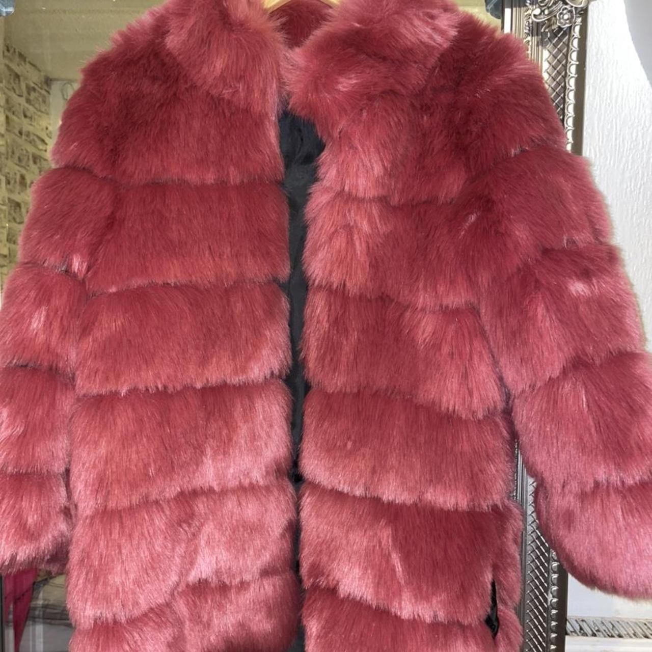 Beautiful pink faux fur coat - hardly worn. Selling... - Depop