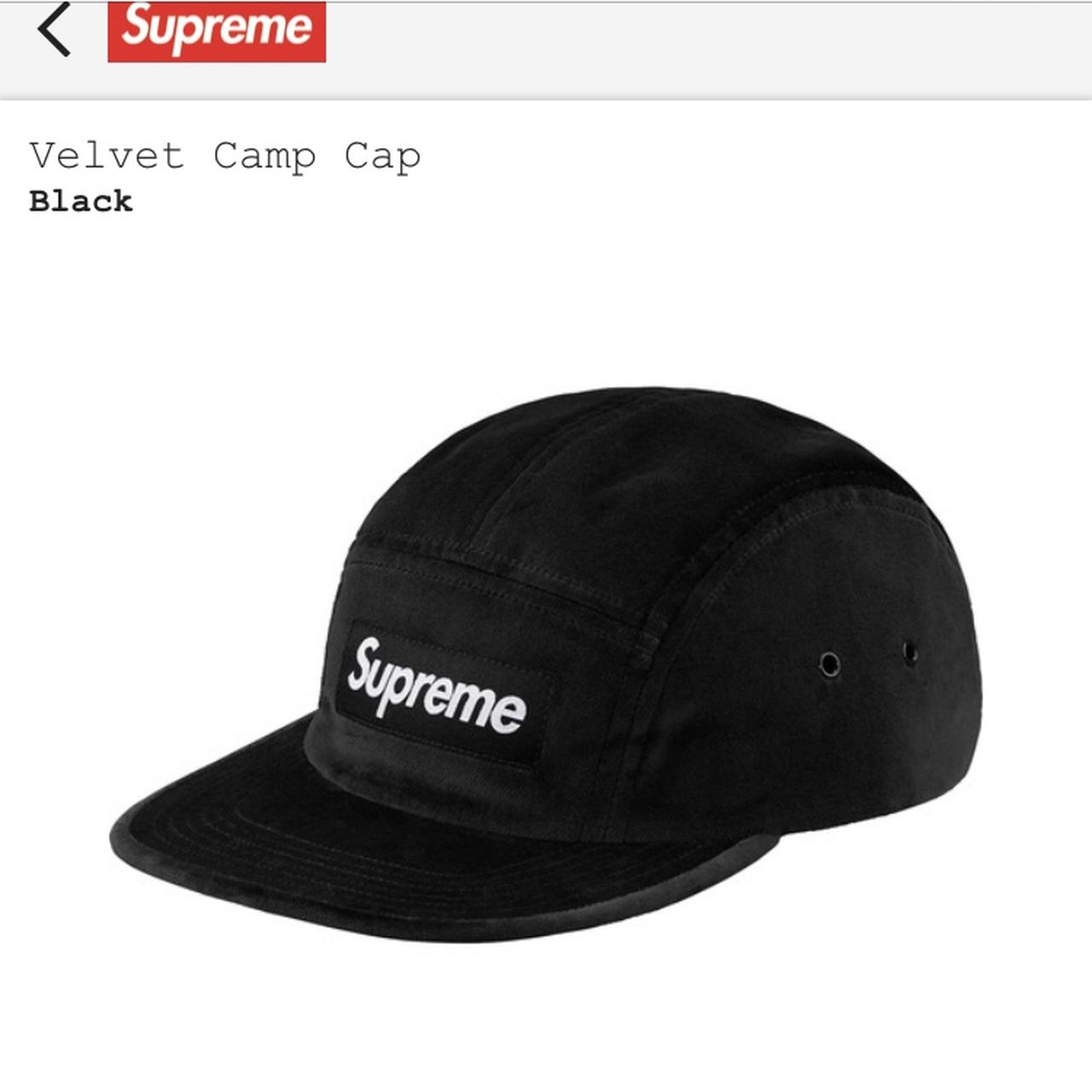 Supreme Velvet Camp Cap Box Logo- Black From the... - Depop