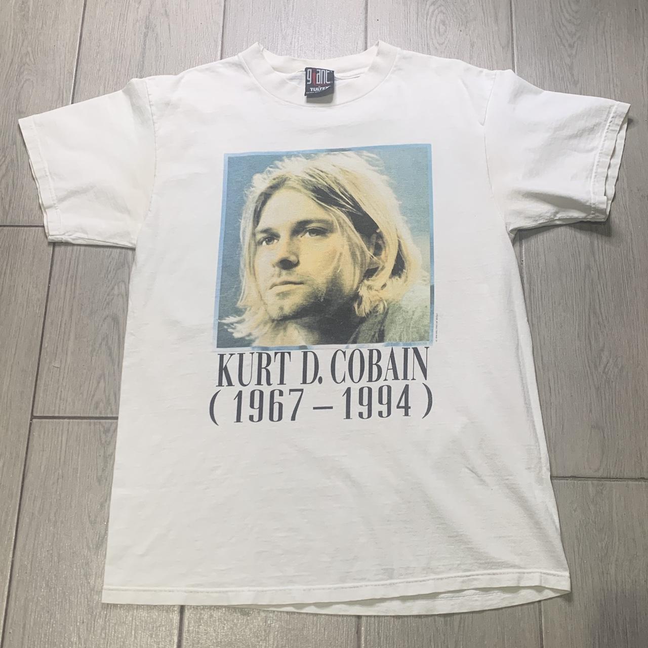 kurt cobain memorial shirt giant tultex vintage from... - Depop