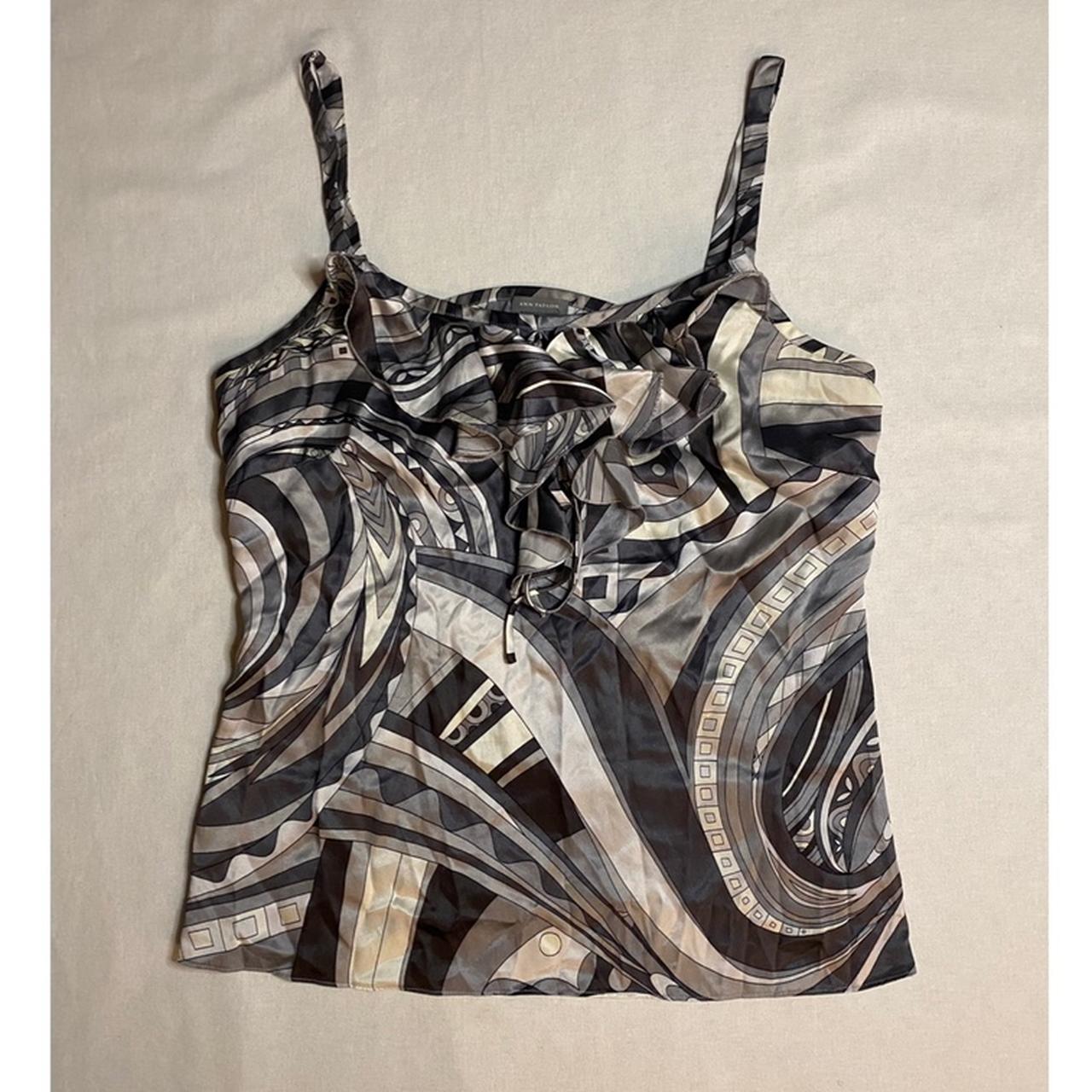 Ann Taylor Gray Silk Tank Top Size 8 Color Gray... Depop