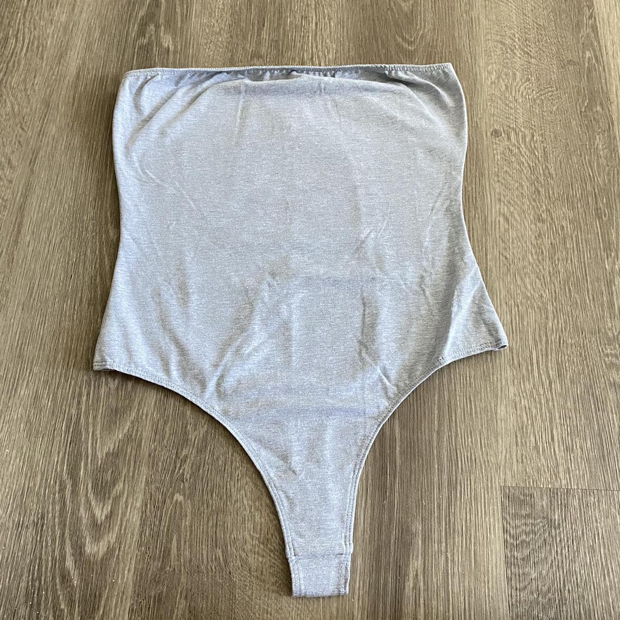 American Apparel Women's Grey Bodysuit Depop