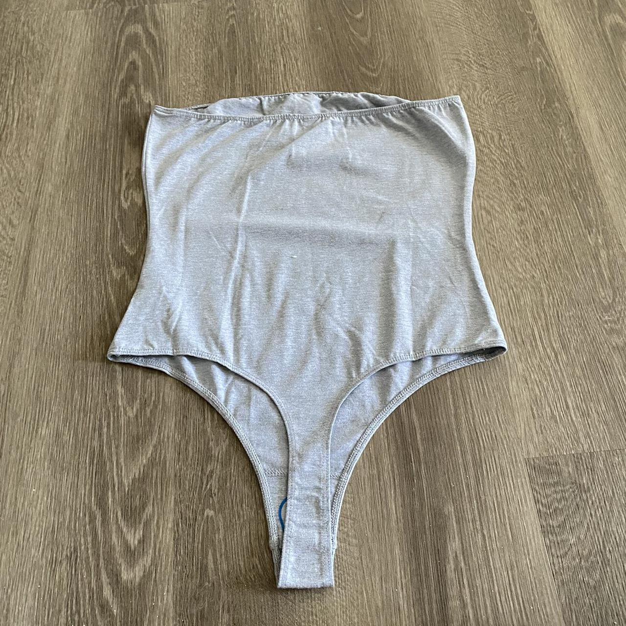 American Apparel Women's Grey Bodysuit Depop