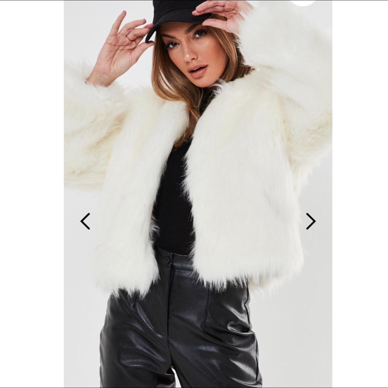 Missguided white coat best sale