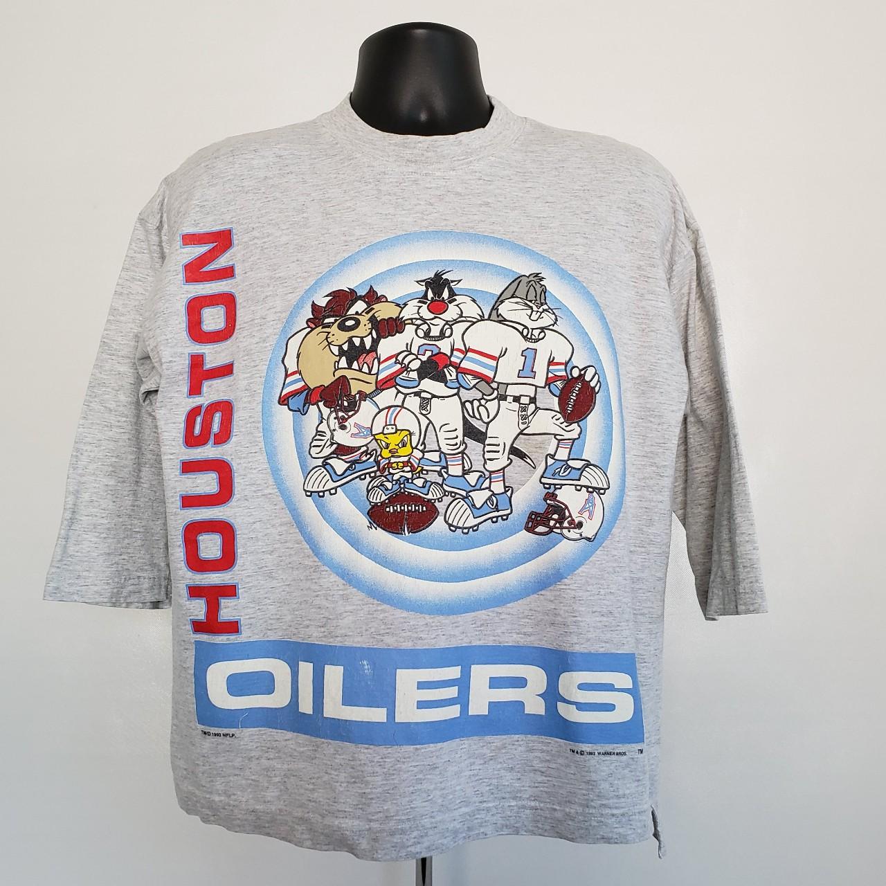 Vintage 90's Houston Oilers Looney Tunes Warner Bros Gray Men's Shirt Sz S/M