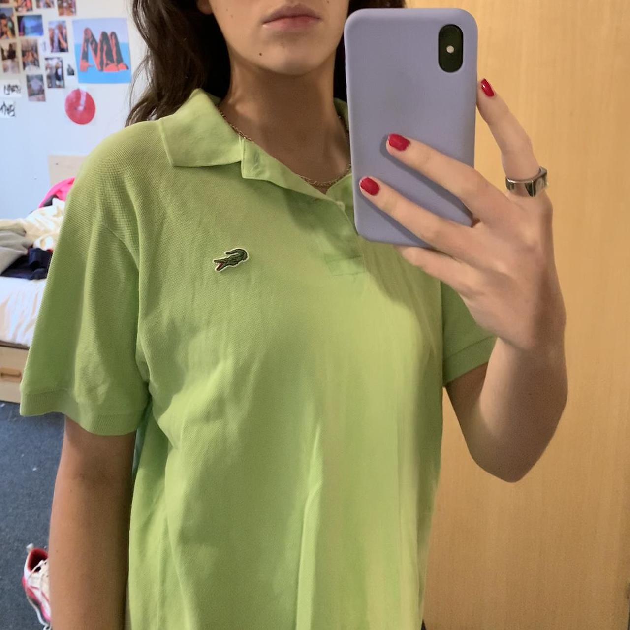 vintage lime green lacoste polo shirt perfect... - Depop