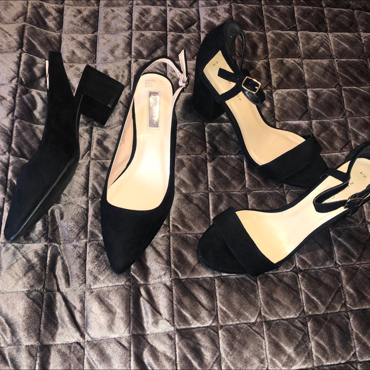 Black block heels size hot sale 4