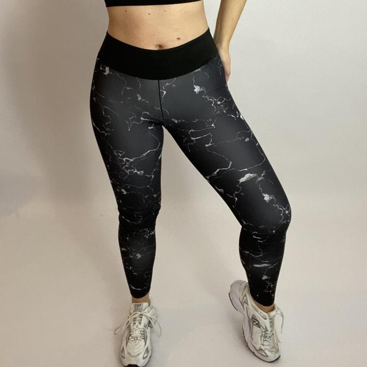 PRELOVED - Adidas marble print gym leggings. Size M - Depop