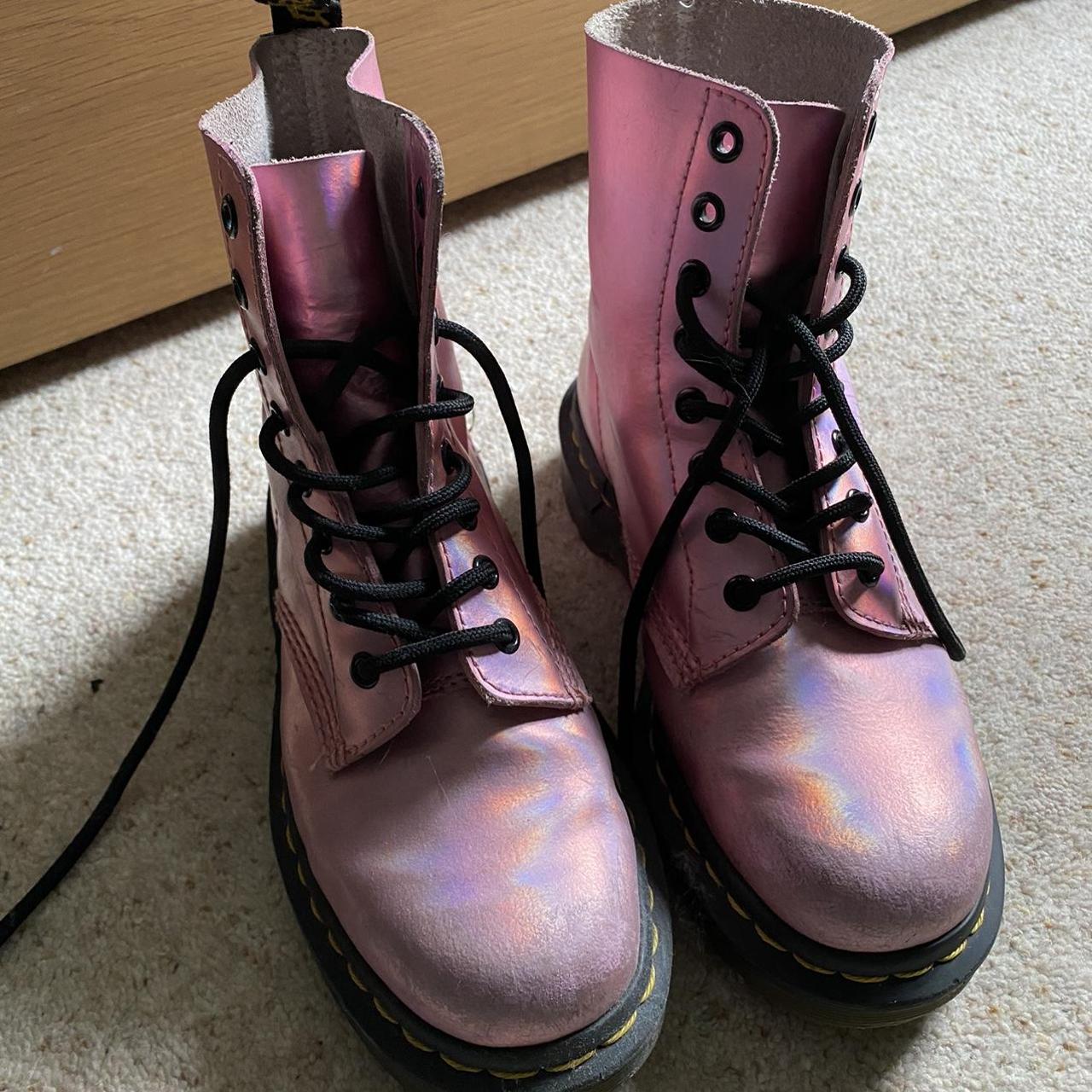 Pink holographic store dr martens