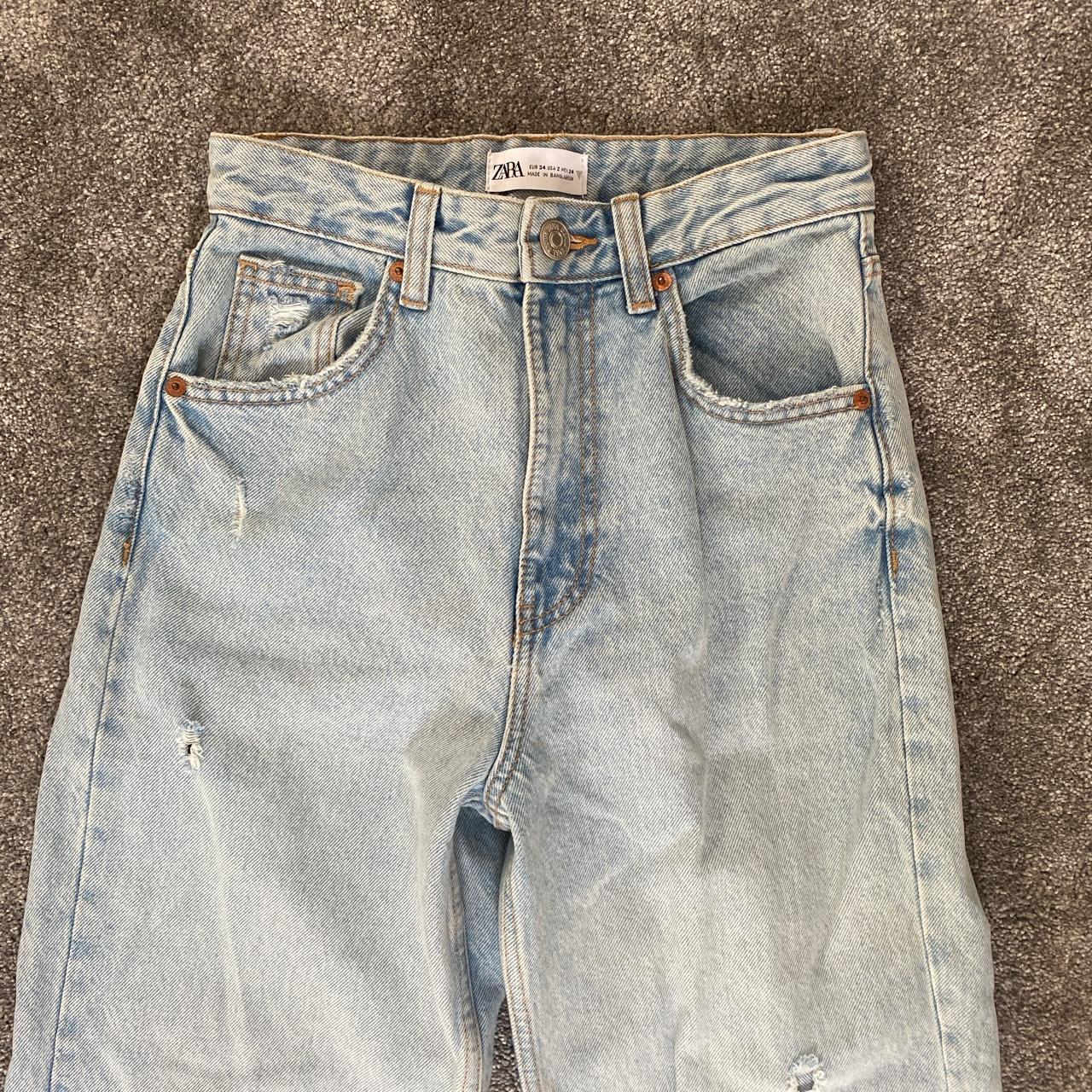 Zara ripped high waisted wide leg jeans.... - Depop