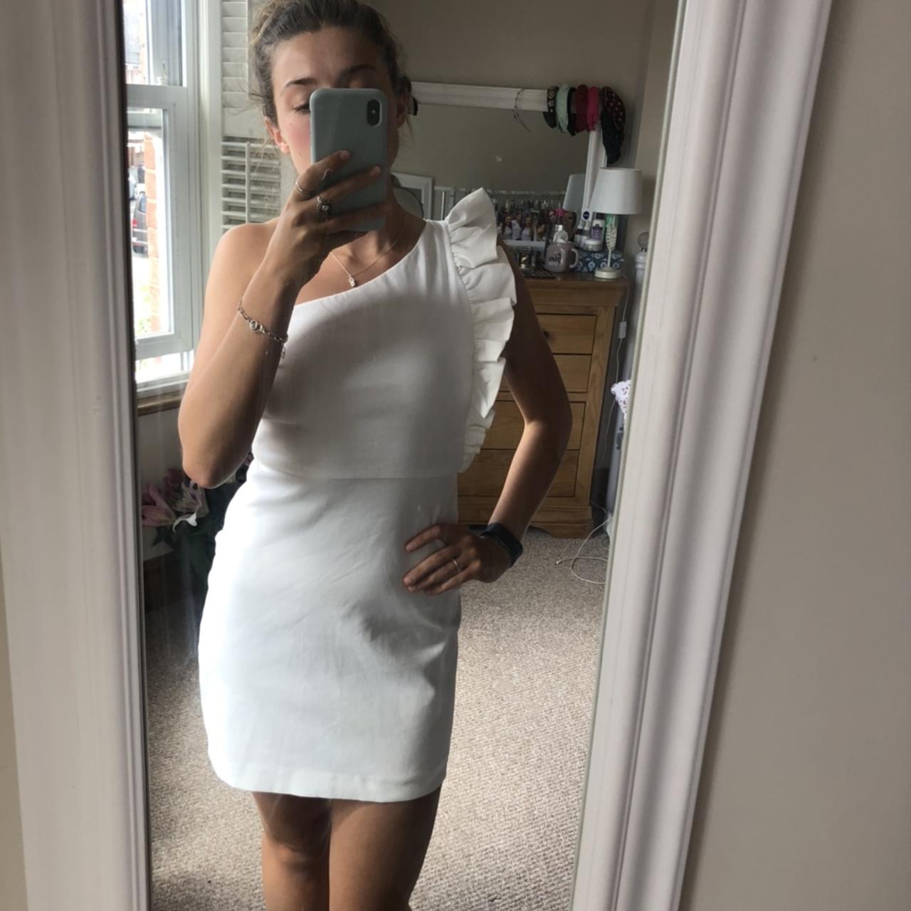 zara white one shoulder dress