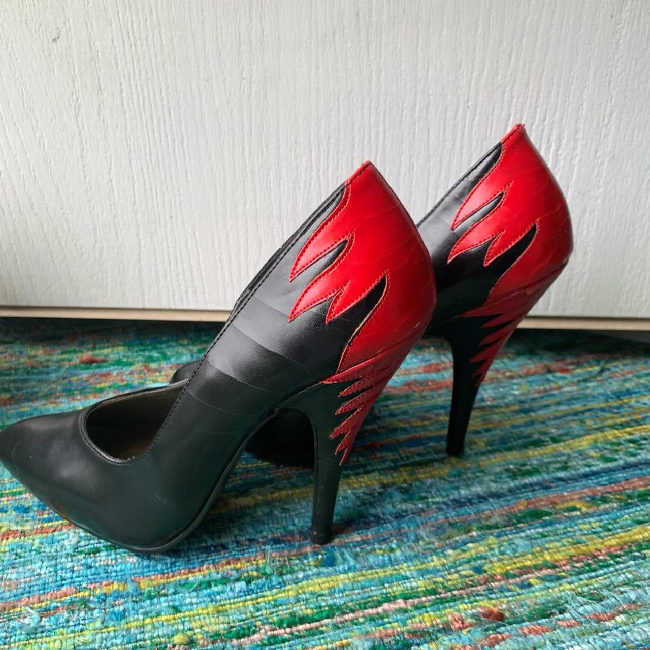 Pair of black-and-red stiletto shoes, Shoe High-heeled footwear