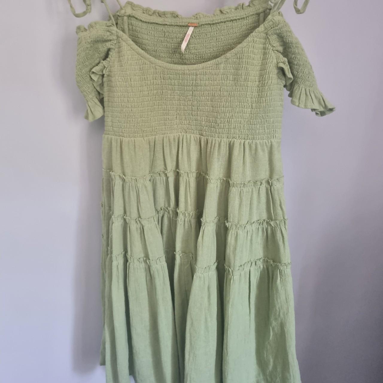 Free people green smock dress. Super cute and high... - Depop