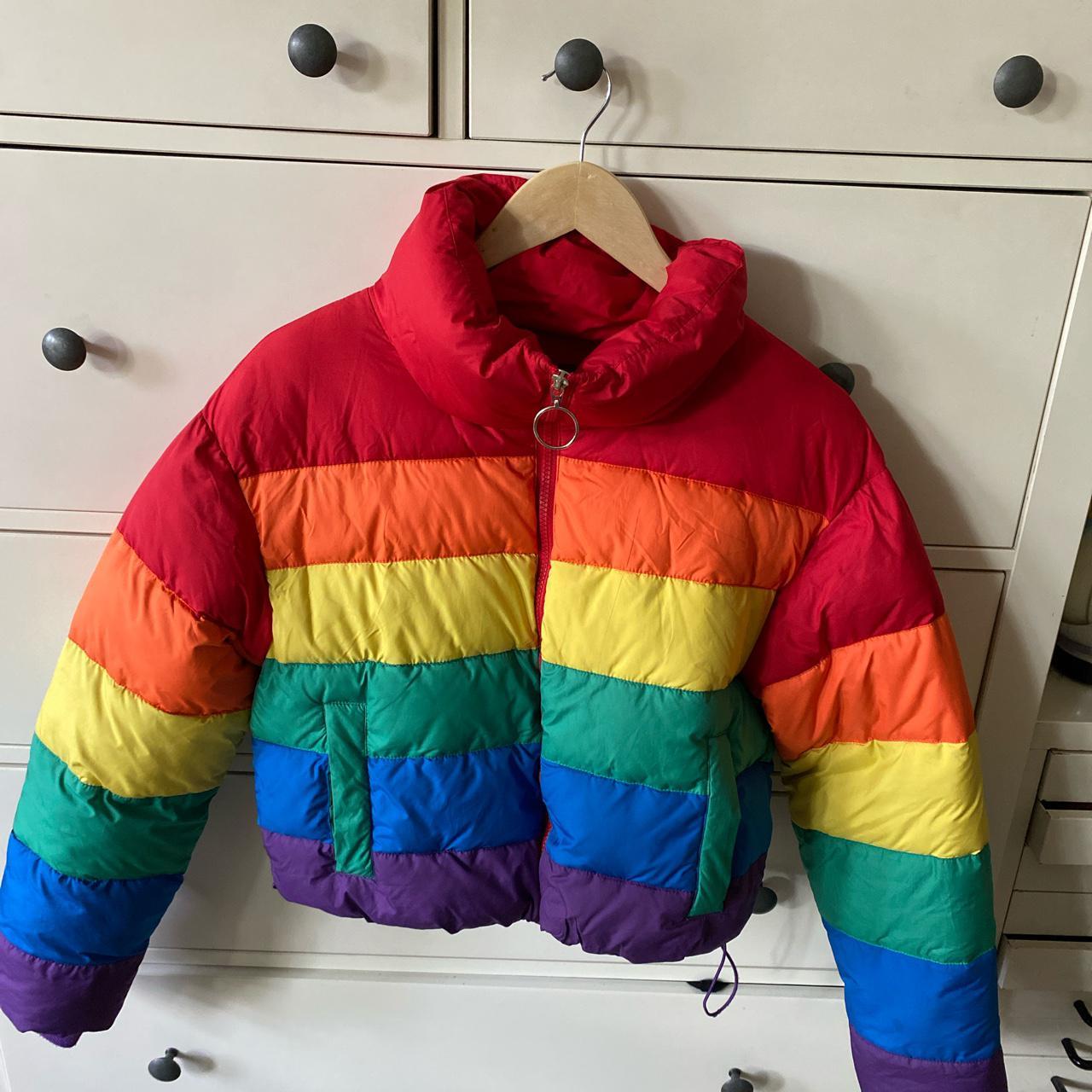 primark rainbow puffer jacket
