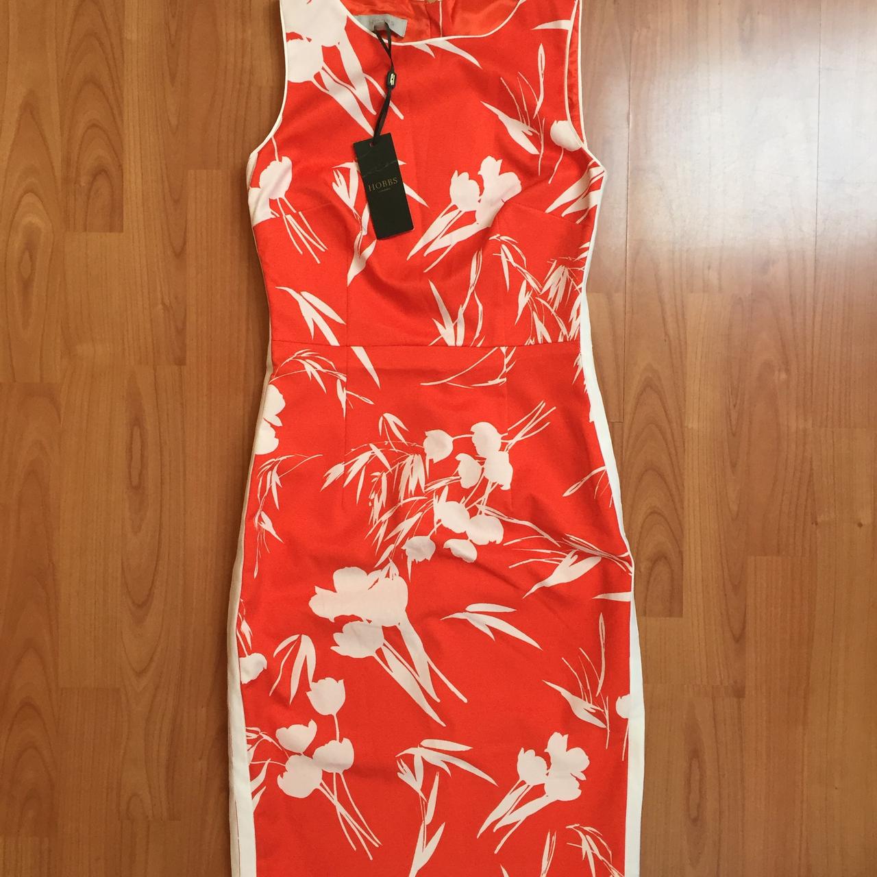 Brand new orange floral Hobbs dress with tags Size