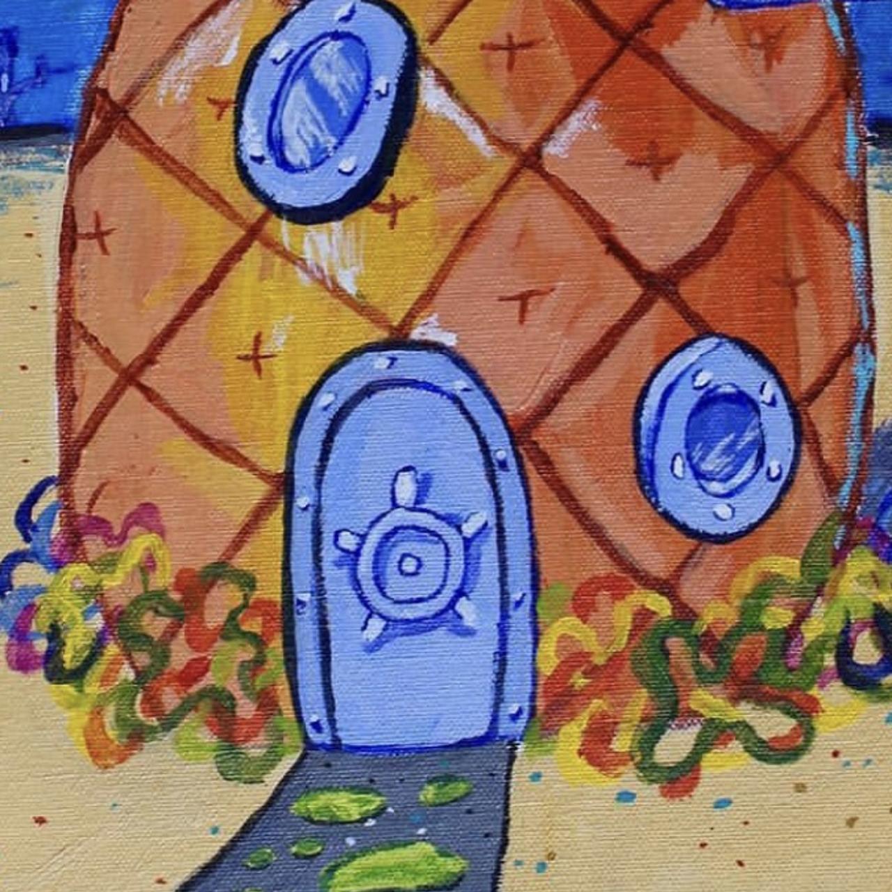 Sad spongebob 5x7 acrylic painting - Depop