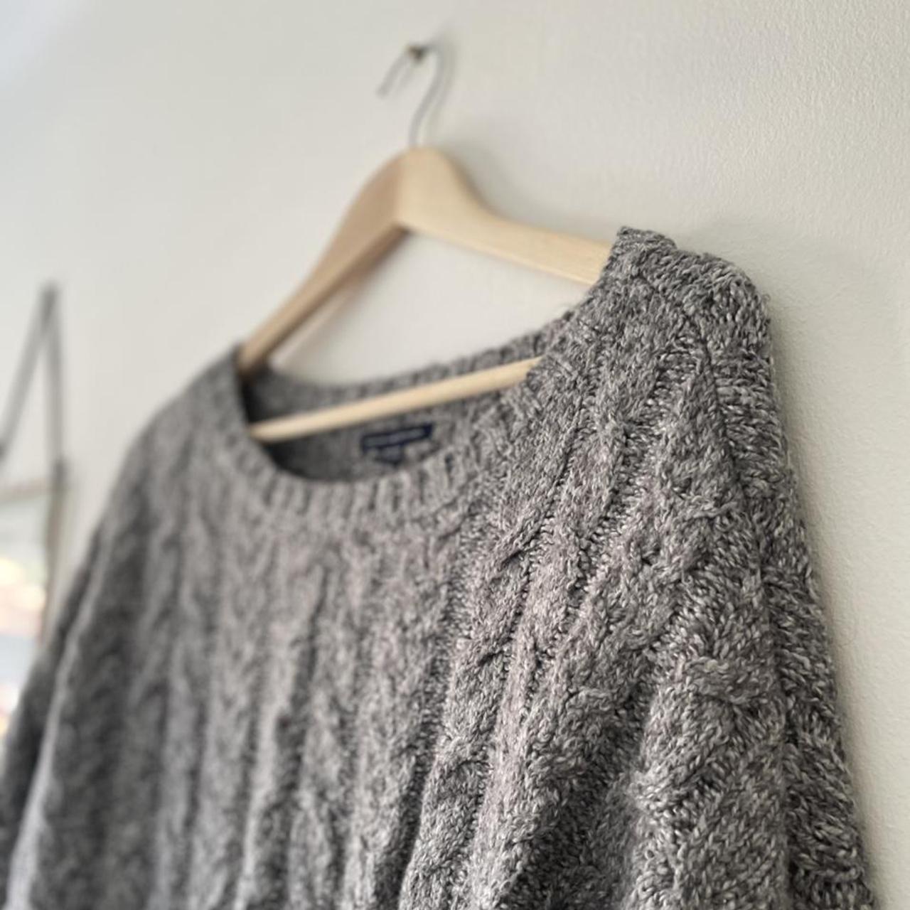 American Eagle soft cable knit jumper in grey This... - Depop