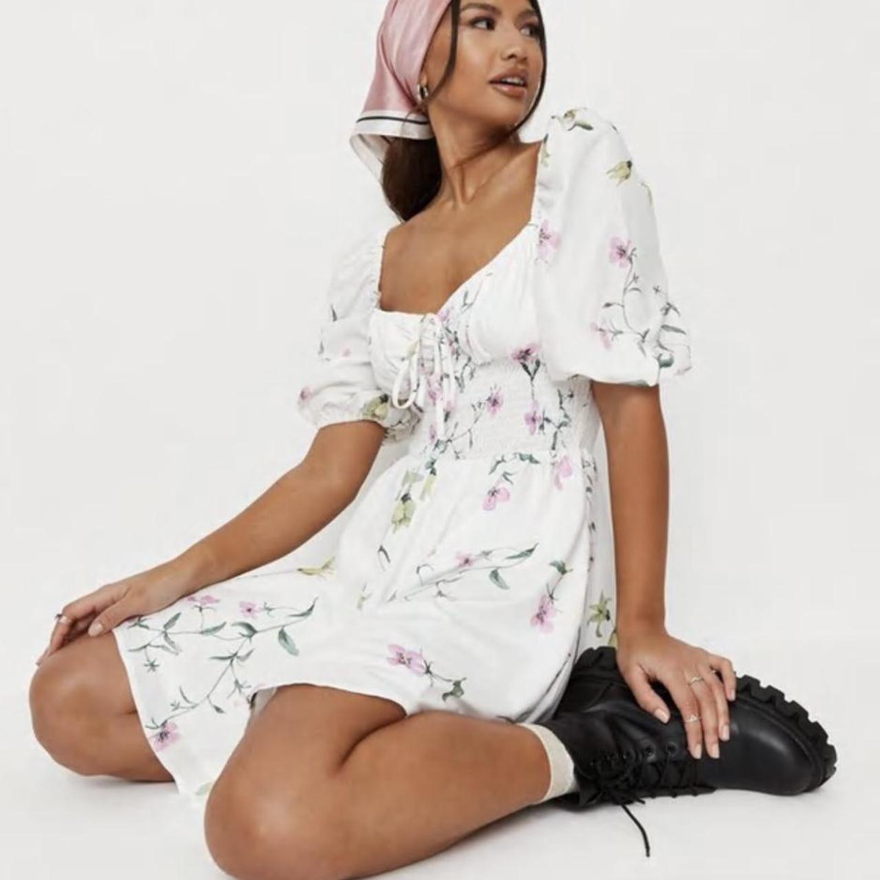 missguided white floral milkmaid dress