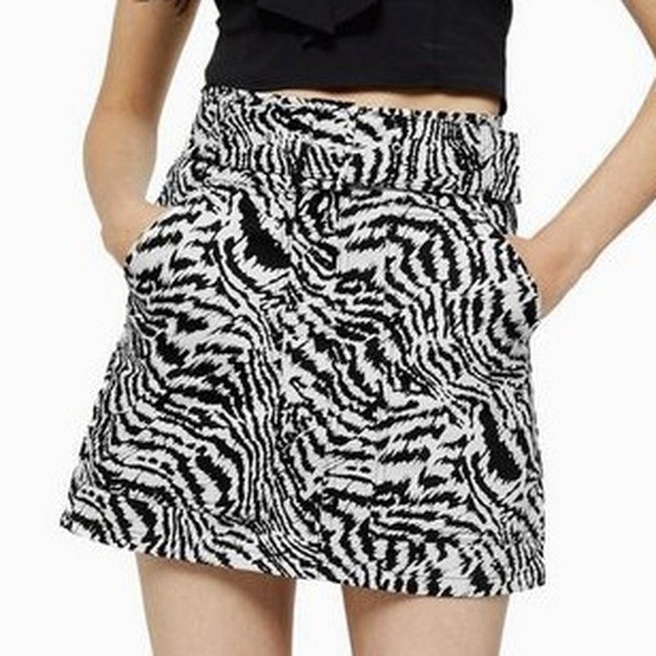 Topshop Zebra belted denim mini Size 10 Depop