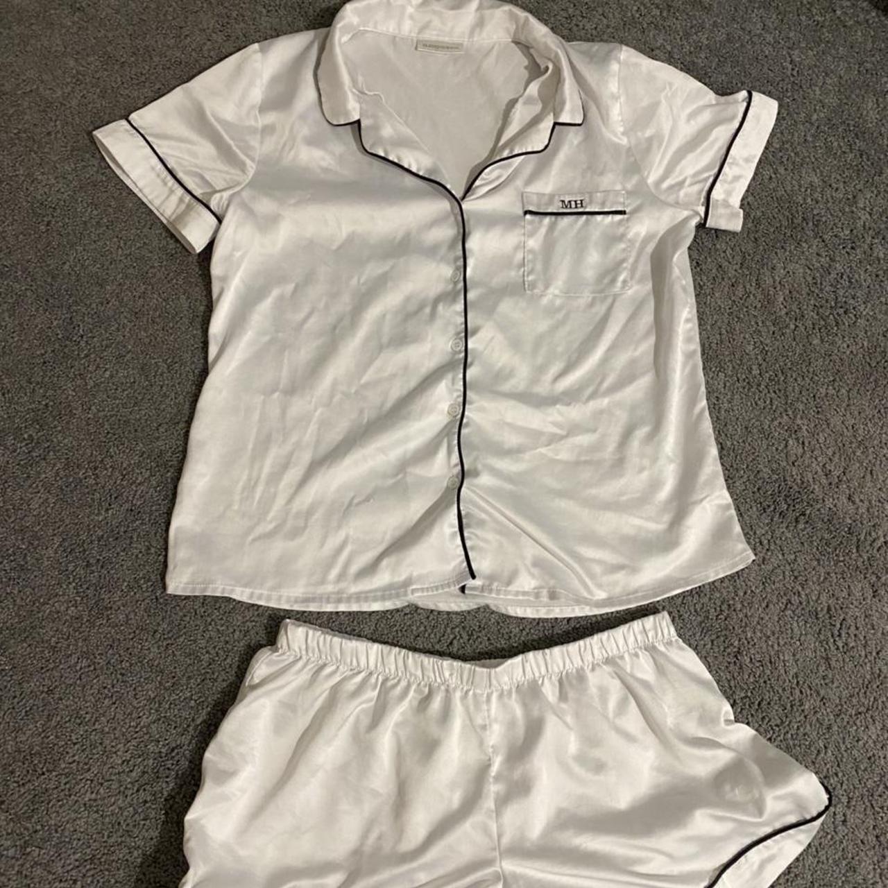 Silk pyjamas with initials MH will fit anywhere from... - Depop