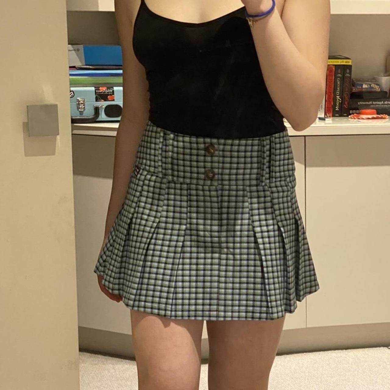 adorable checkered preppy pleated miniskirt never... - Depop