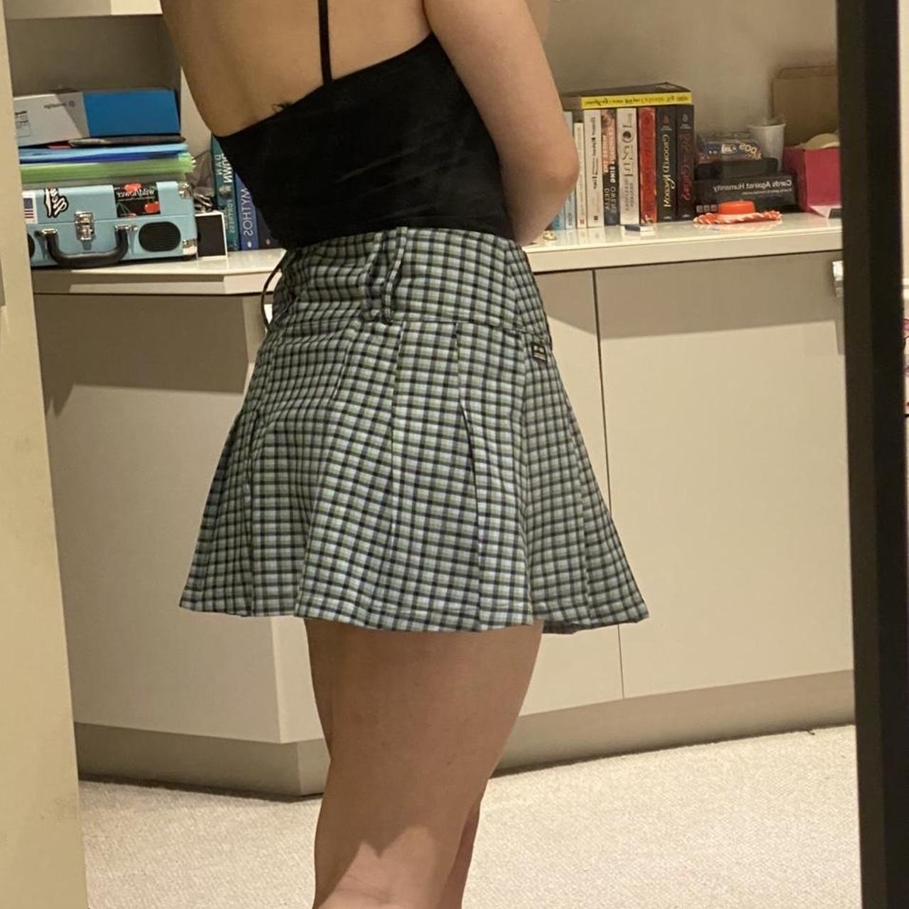 adorable checkered preppy pleated miniskirt never... - Depop