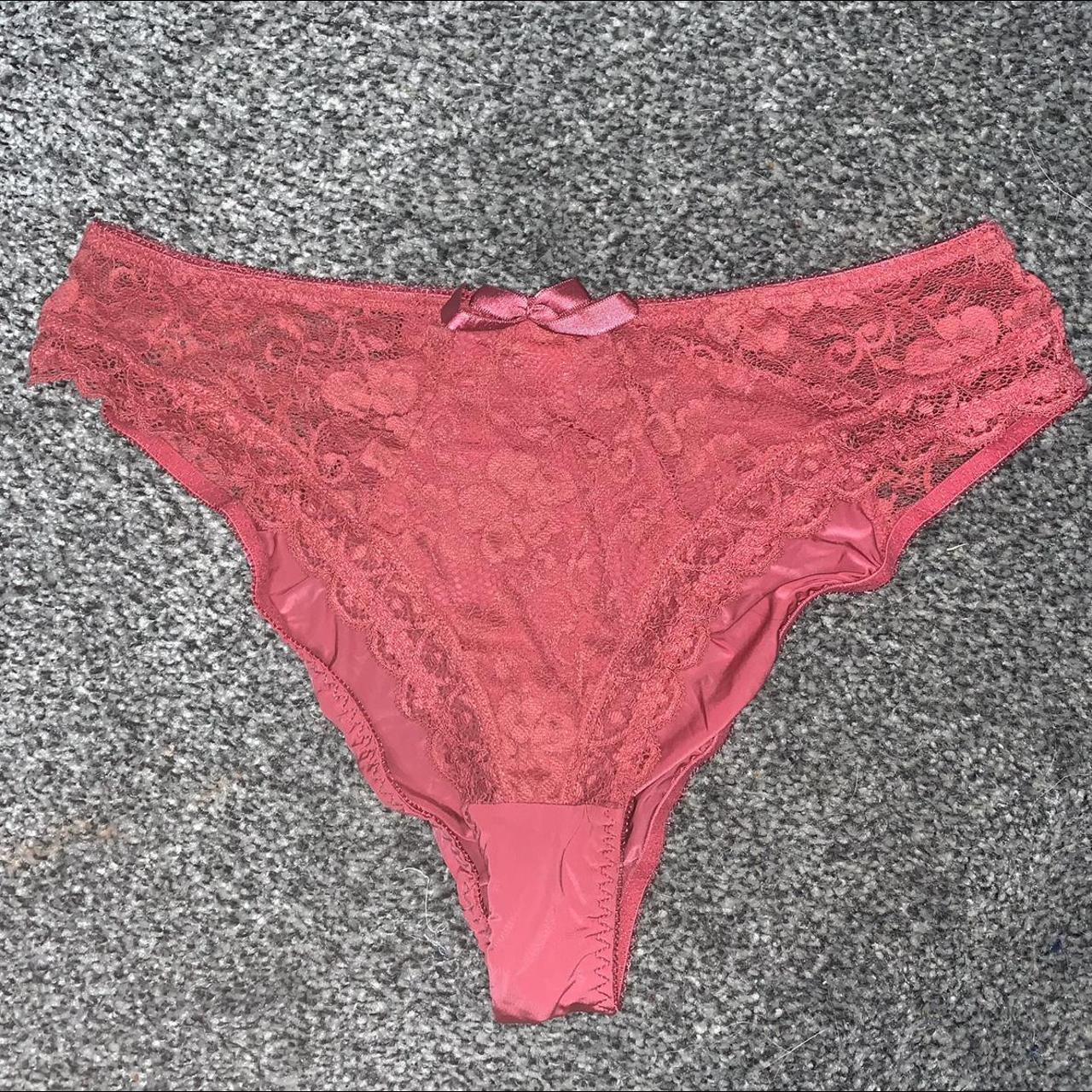 Pour moi Pinky/red coral lace bra & pants... - Depop