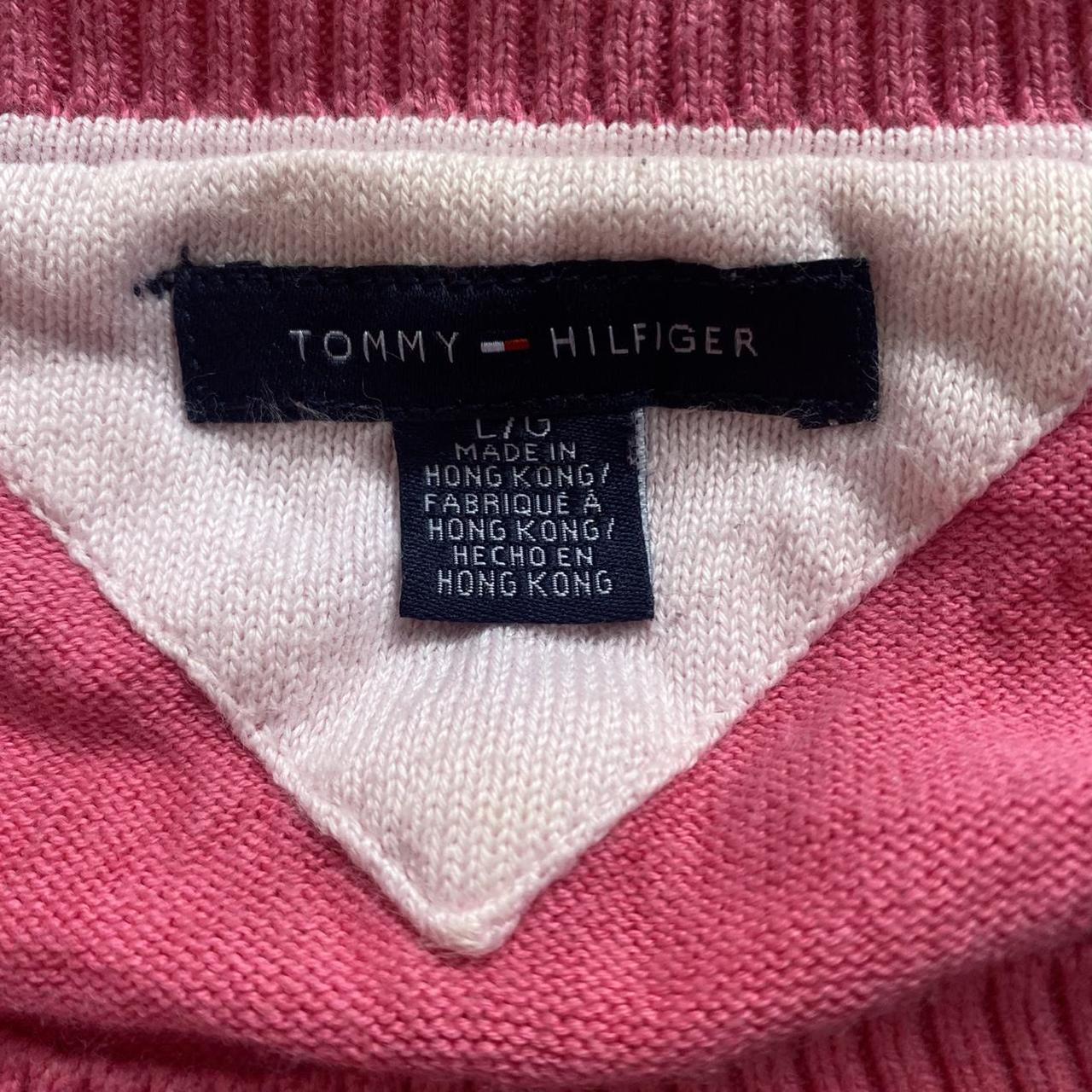 Tommy Hilfiger pink argyle pattern jumper, with... - Depop