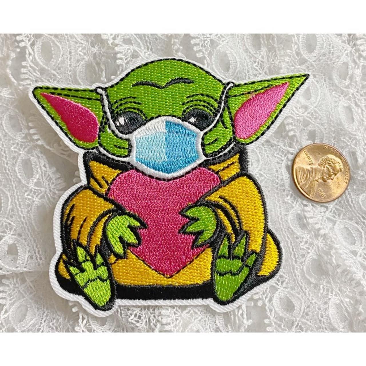 Iron on PATCHStar wars Baby yoda wear maskL2 Brand... Depop