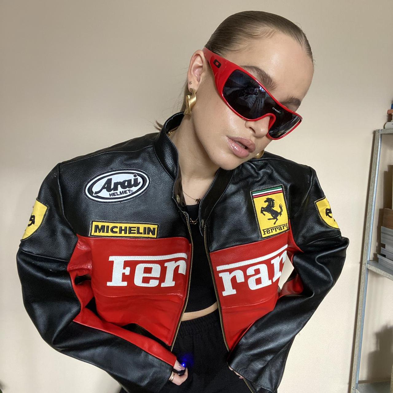 ferrari leather jacket red