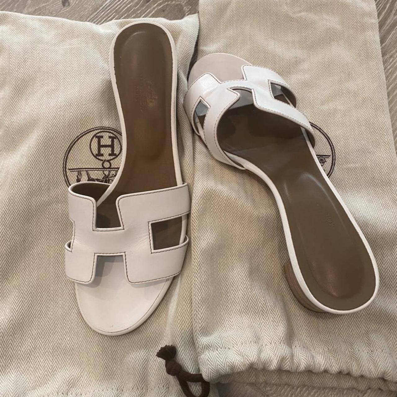 Hermes Oasis sandal White/cream color Great... - Depop