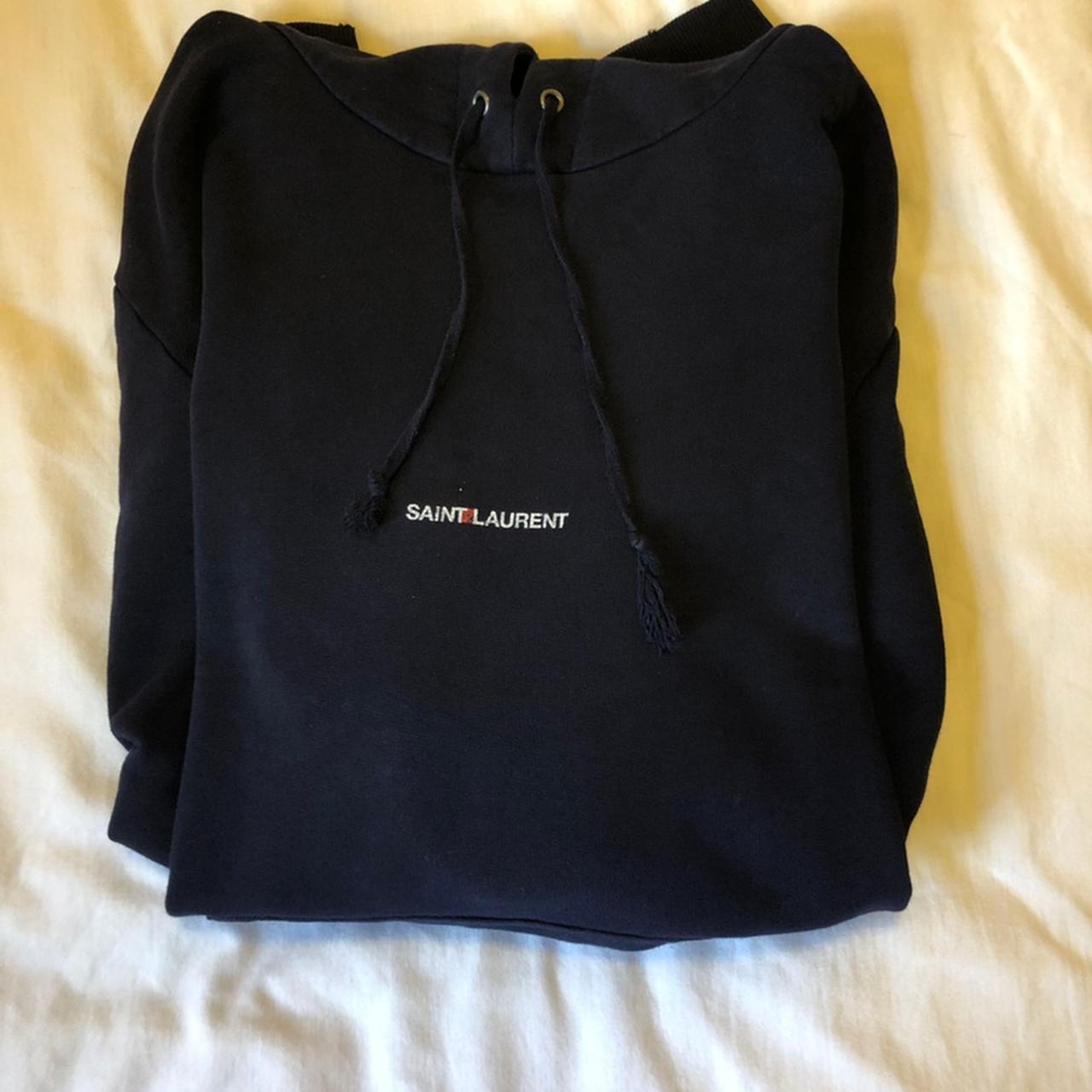 Dark navy Saint Laurent stressed hoodie with Saint