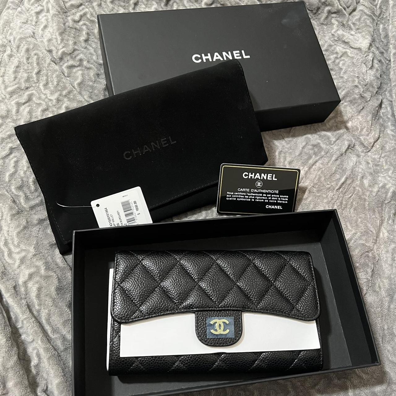 chanel tri fold wallet caviar black