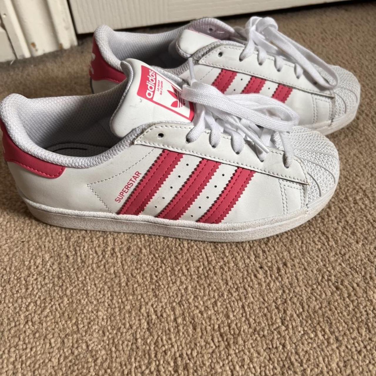 Kids pink adidas superstars. Size 1. Worn a couple