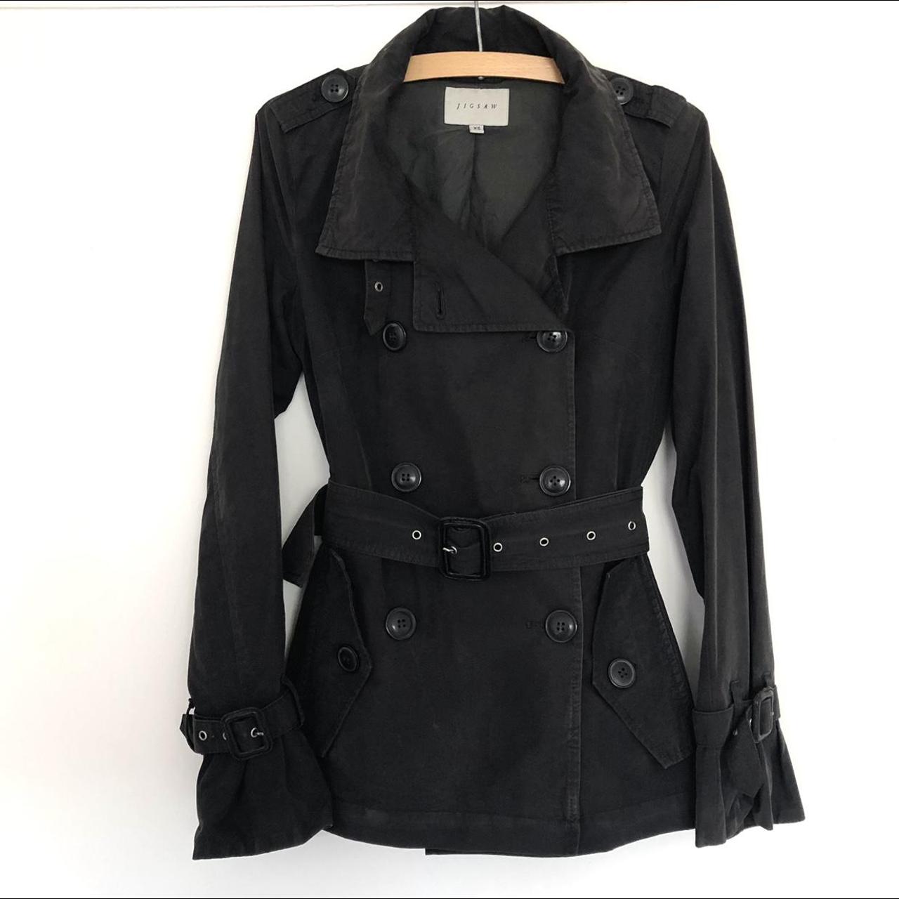 Jigsaw Women's Black Coat | Depop