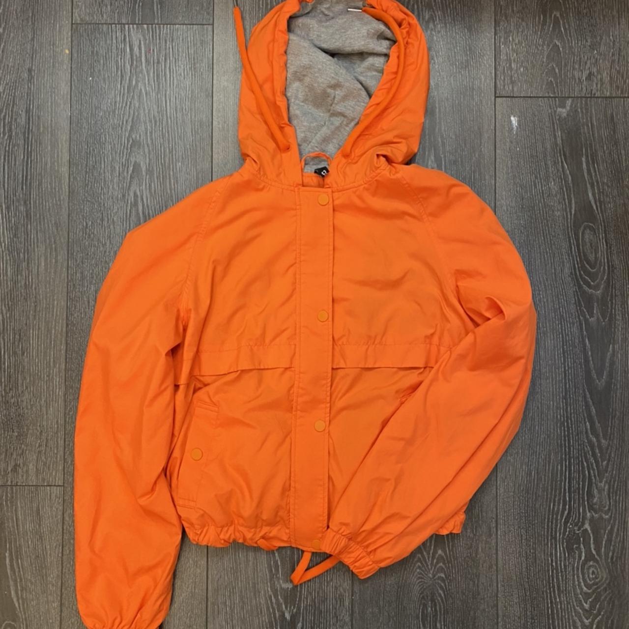 H&M orange waterproof windbreaker jacket size M... - Depop