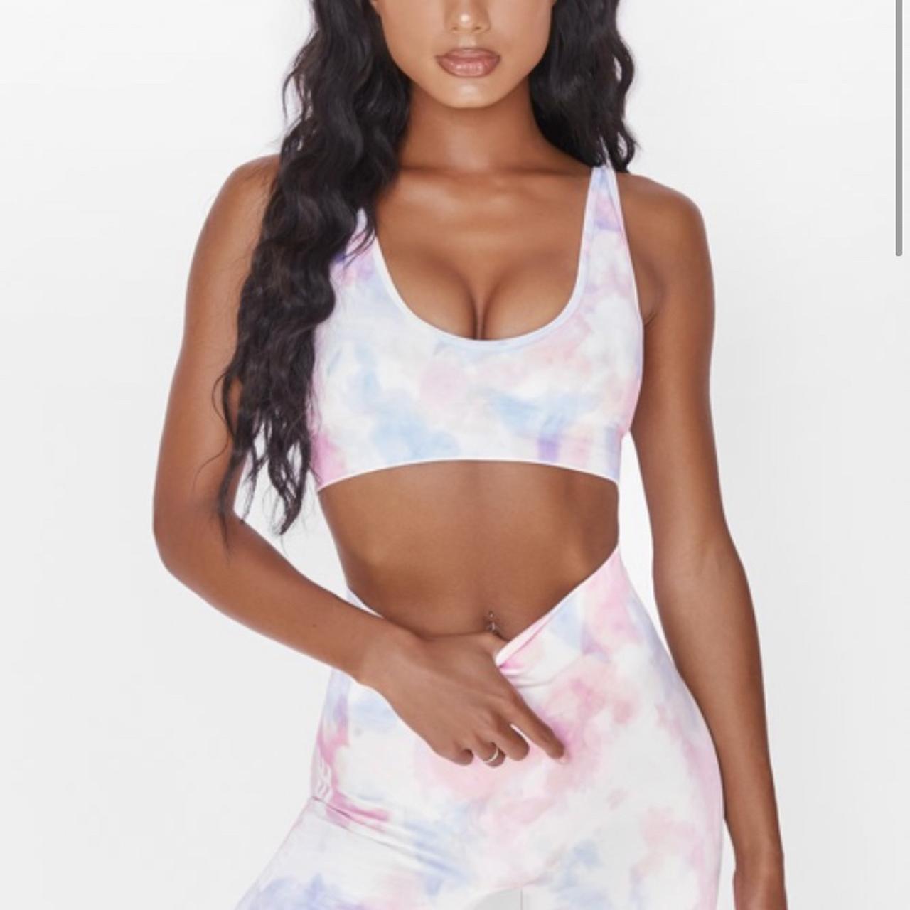 Bo+Tee, Tie Dye plunge sports bra