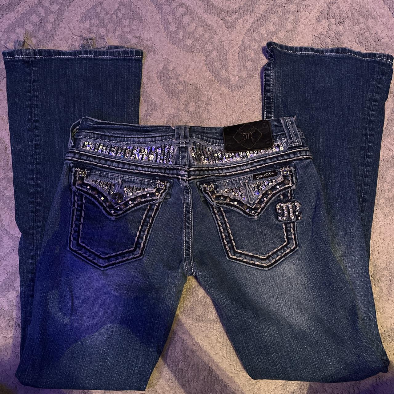 I’ve got the cutest blinged out flared miss me jeans... - Depop