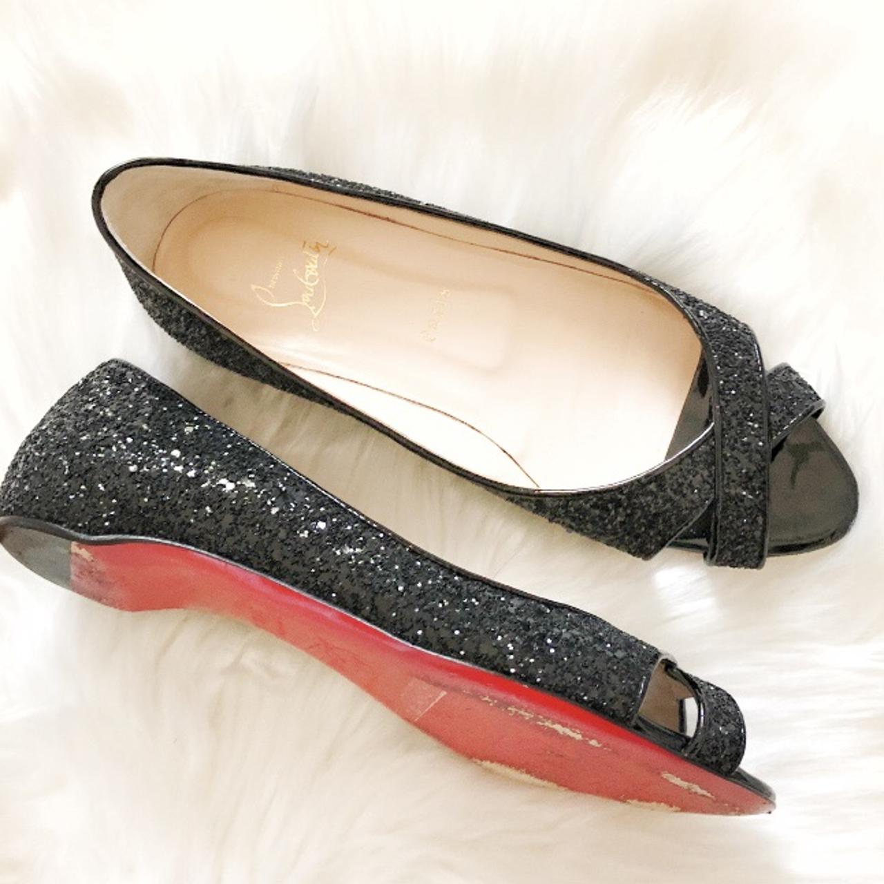 Christian louboutin outlet glitter flats